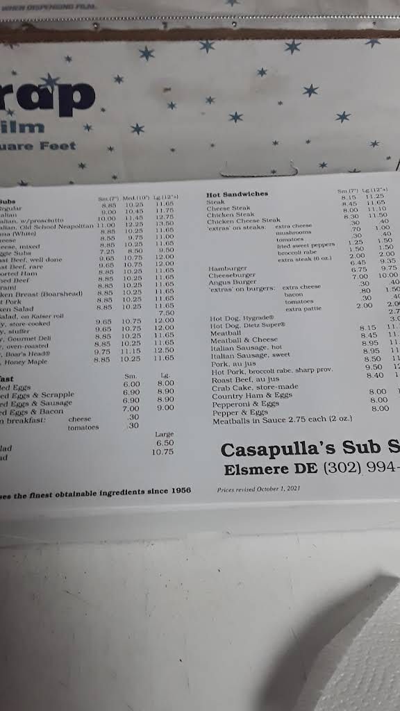 CASAPULLA ELSMERE original STEAK and SUB SHOP Menu 2
